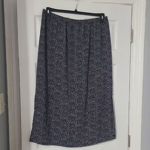 Talbots Navy and White Textured Midi Skirt